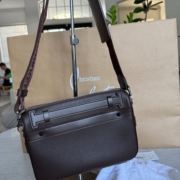 Christian Louboutin 3225098 Ruisbuddy Zipped Leather Crossbody Bag Cosme Brown - Picture 14 of 15